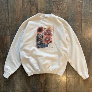 vintage 1994 smithsonian sunflower cream crewneck sweatshirt